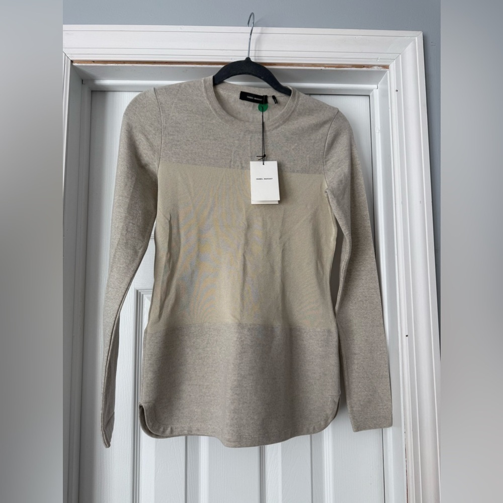 ISABEL MARANT Ascah paneled wool blend sweater 38 beige stretch classic top